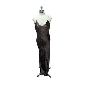 T by Alexander Wang Velvet Slip Maxi Dress Brown Spaghetti Strap Backless XS